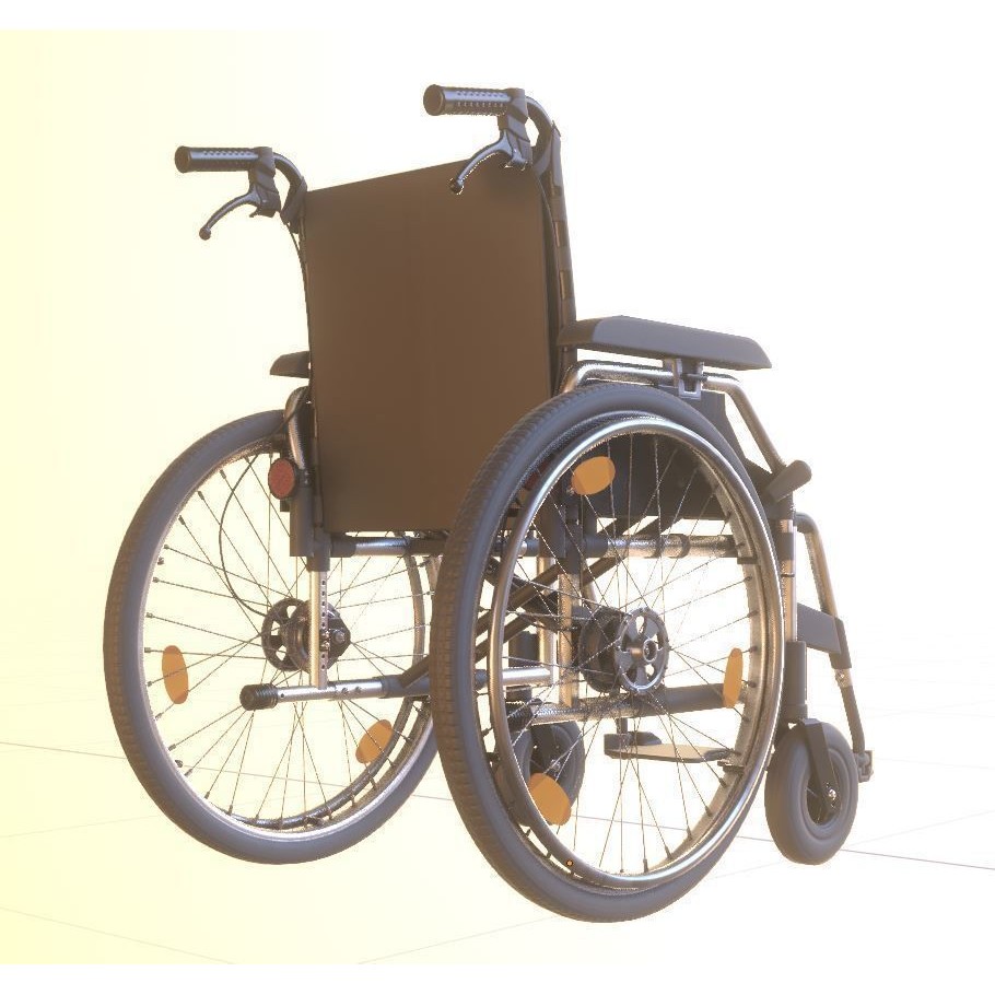 Wheelchair 3D Model – Low Poly PBR Textured Game Asset, FBX & OBJ - View 3