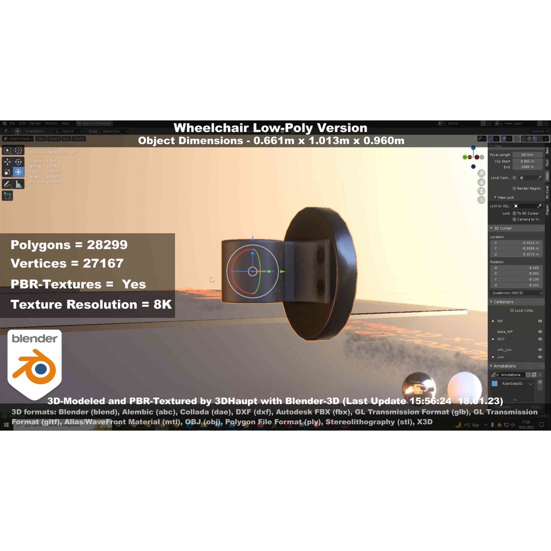 Wheelchair 3D Model – Low Poly PBR Textured Game Asset, FBX & OBJ - View 32