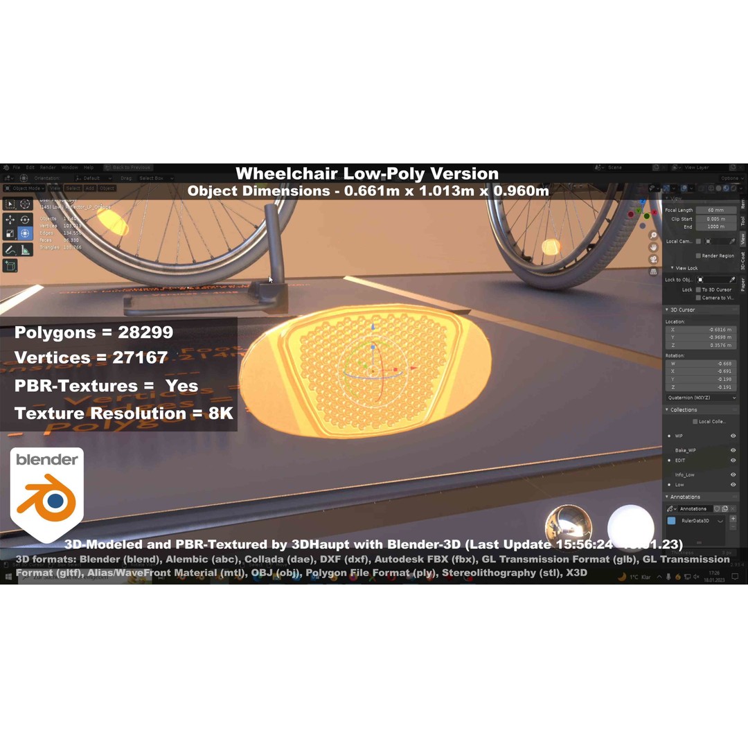Wheelchair 3D Model – Low Poly PBR Textured Game Asset, FBX & OBJ - View 33