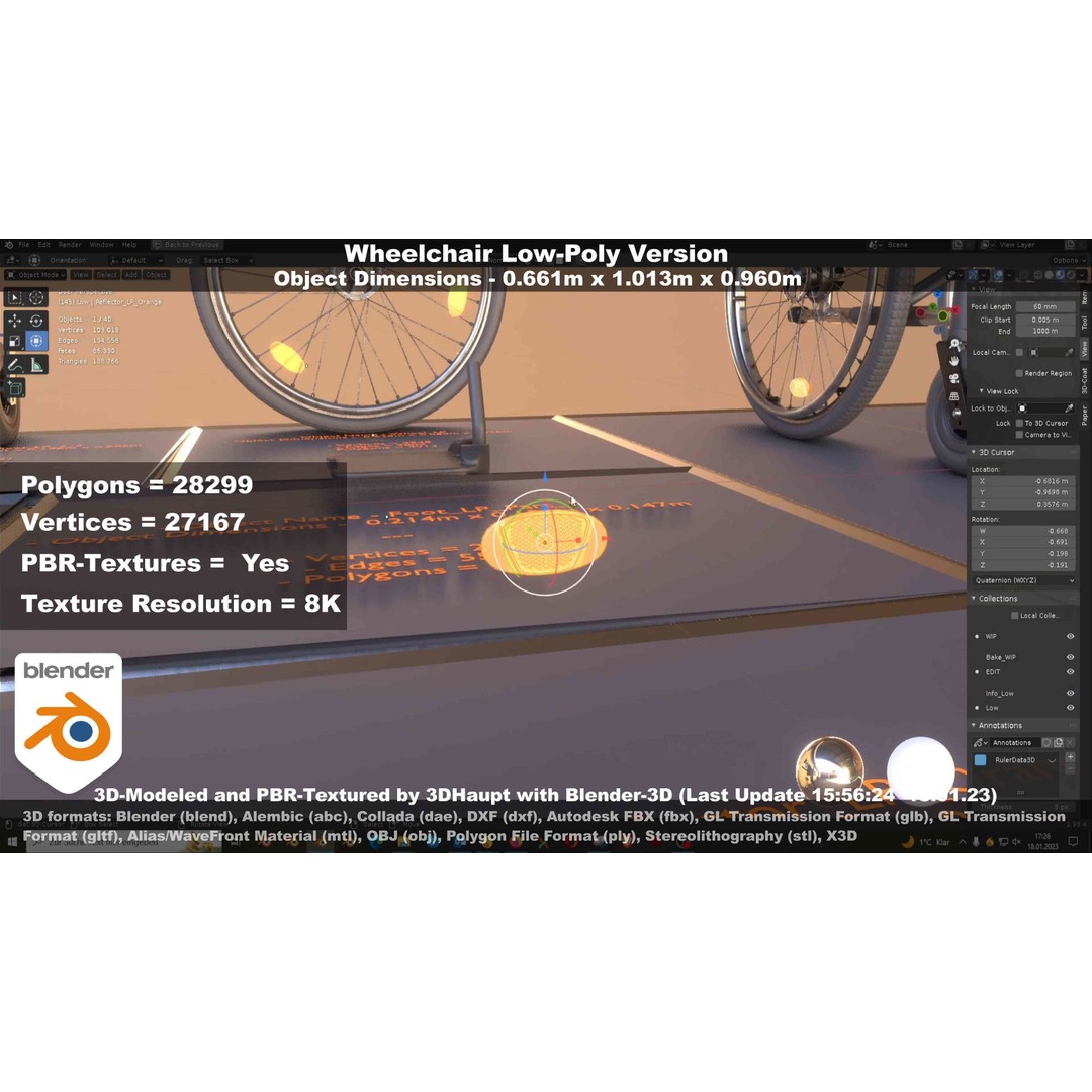 Wheelchair 3D Model – Low Poly PBR Textured Game Asset, FBX & OBJ - View 35