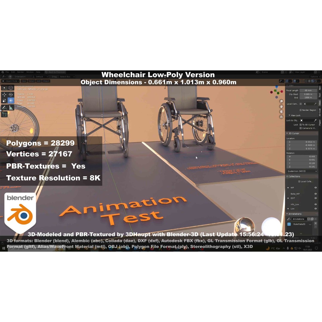 Wheelchair 3D Model – Low Poly PBR Textured Game Asset, FBX & OBJ - View 36