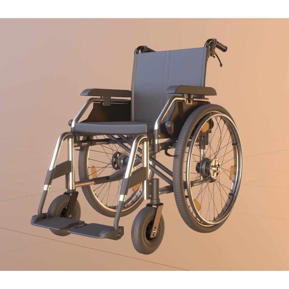 Wheelchair 3D Model – Low Poly PBR Textured Game Asset, FBX & OBJ - View 4