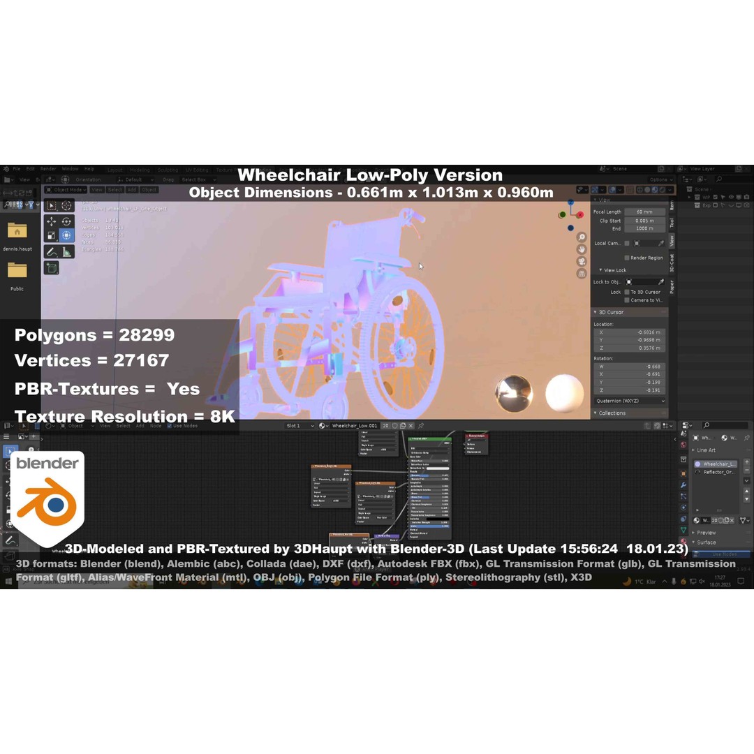 Wheelchair 3D Model – Low Poly PBR Textured Game Asset, FBX & OBJ - View 41
