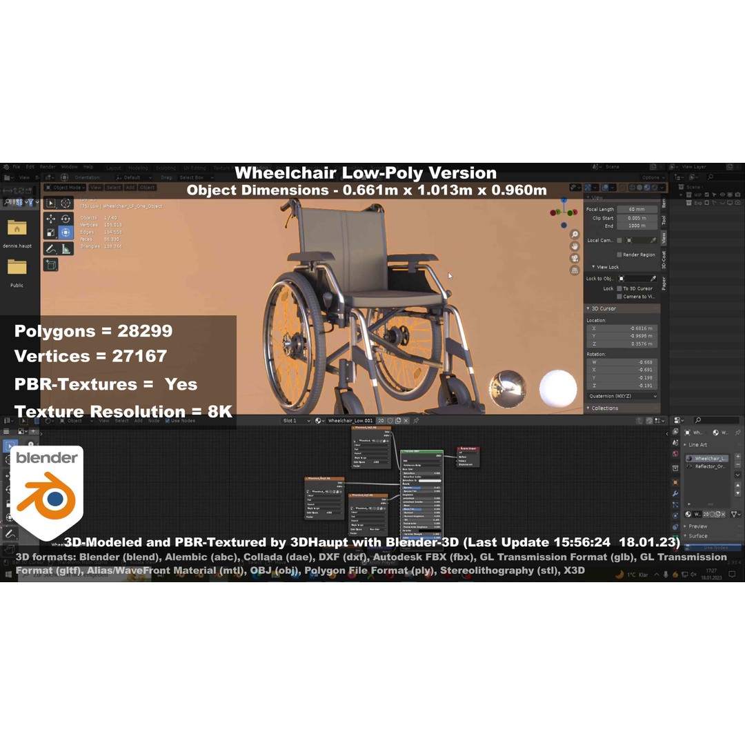 Wheelchair 3D Model – Low Poly PBR Textured Game Asset, FBX & OBJ - View 43