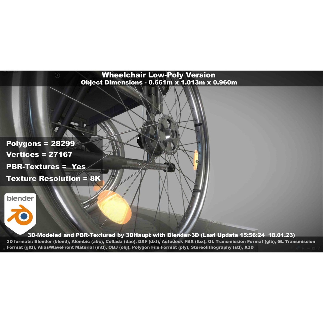 Wheelchair 3D Model – Low Poly PBR Textured Game Asset, FBX & OBJ - View 47