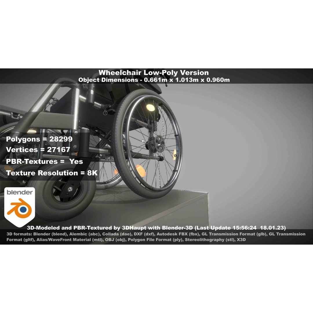 Wheelchair 3D Model – Low Poly PBR Textured Game Asset, FBX & OBJ - View 48