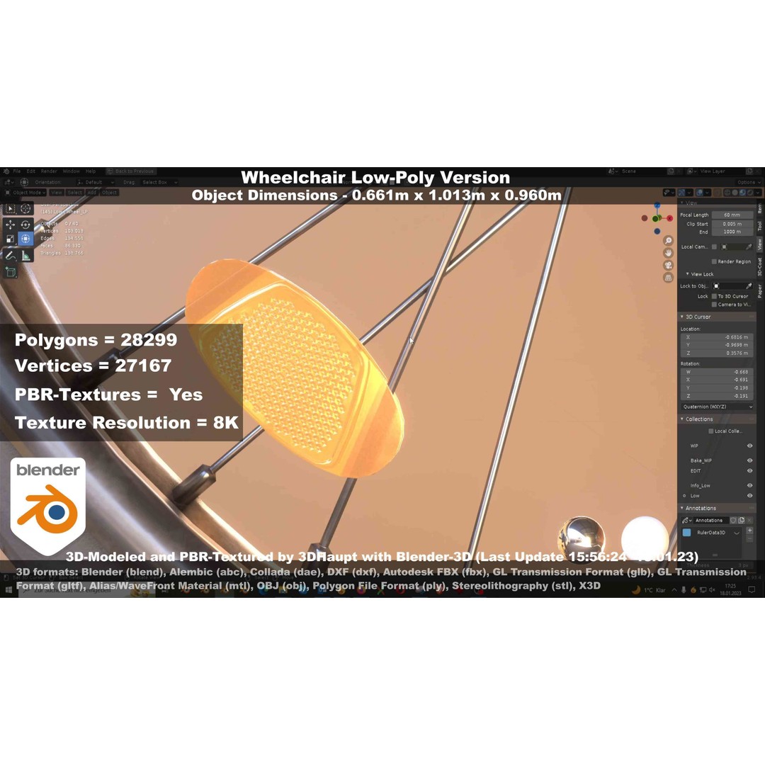 Wheelchair 3D Model – Low Poly PBR Textured Game Asset, FBX & OBJ - View 49