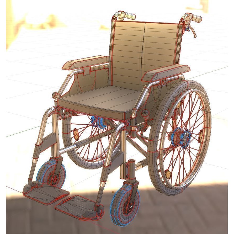 Wheelchair 3D Model – Low Poly PBR Textured Game Asset, FBX & OBJ - View 5