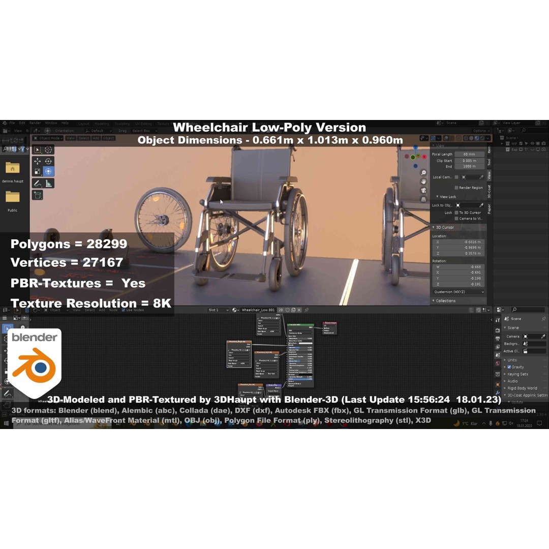 Wheelchair 3D Model – Low Poly PBR Textured Game Asset, FBX & OBJ - View 51