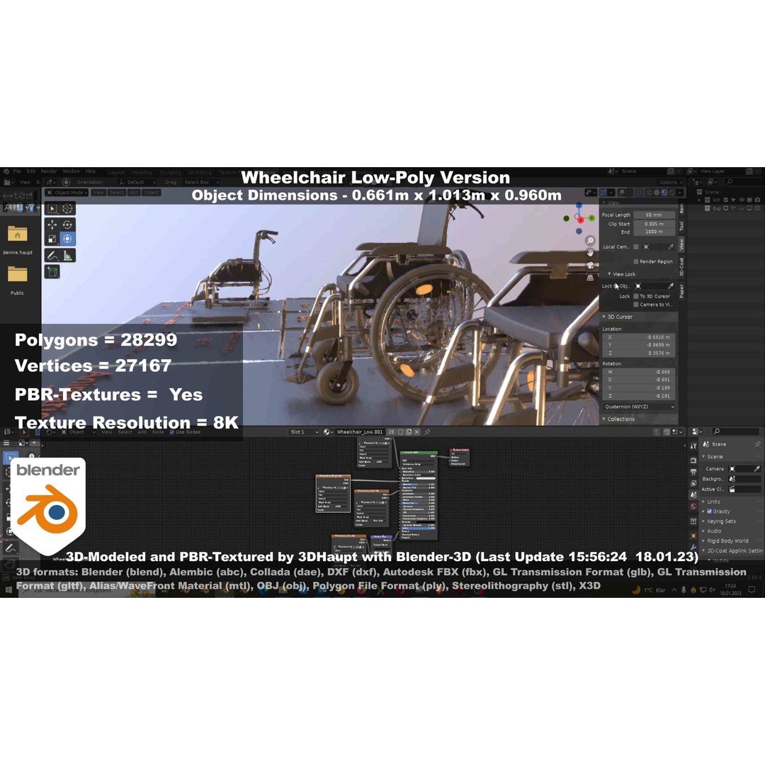 Wheelchair 3D Model – Low Poly PBR Textured Game Asset, FBX & OBJ - View 52