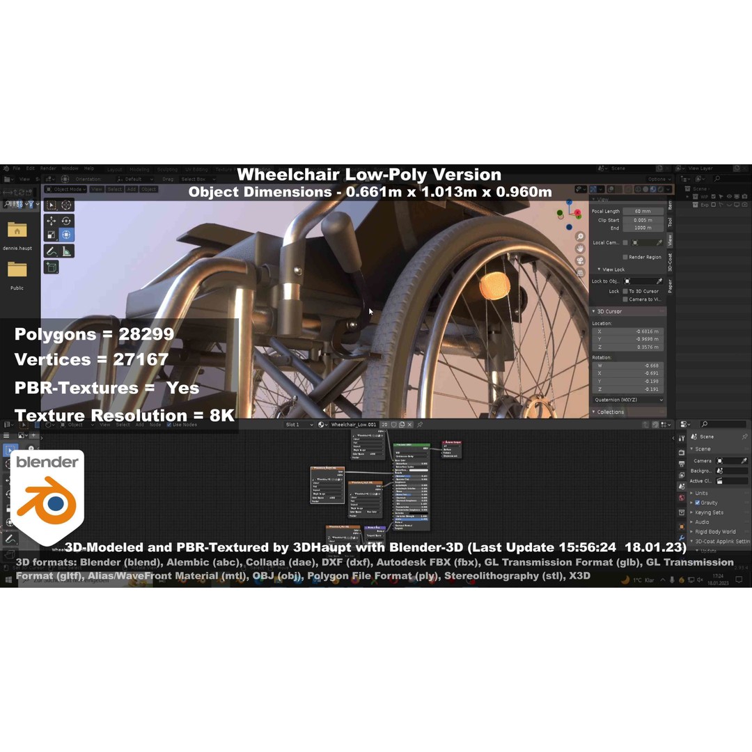 Wheelchair 3D Model – Low Poly PBR Textured Game Asset, FBX & OBJ - View 53
