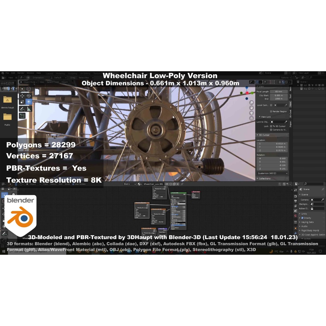 Wheelchair 3D Model – Low Poly PBR Textured Game Asset, FBX & OBJ - View 54