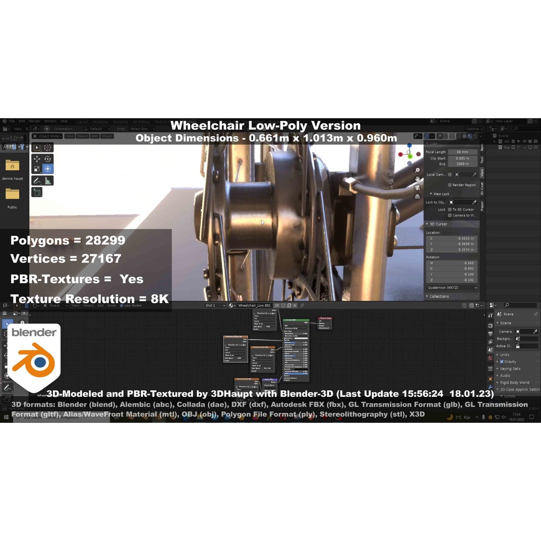 Wheelchair 3D Model – Low Poly PBR Textured Game Asset, FBX & OBJ - View 55