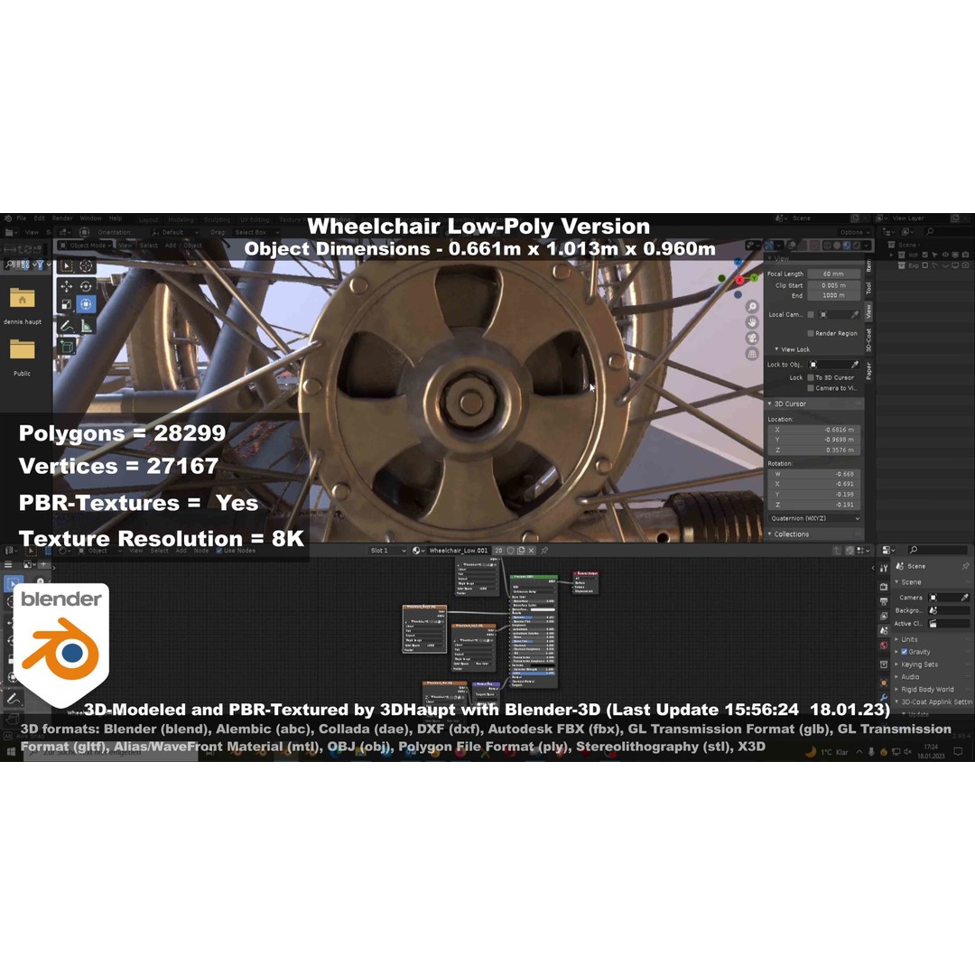 Wheelchair 3D Model – Low Poly PBR Textured Game Asset, FBX & OBJ - View 56