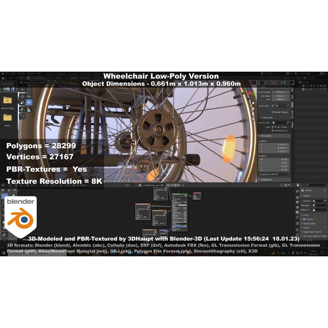 Wheelchair 3D Model – Low Poly PBR Textured Game Asset, FBX & OBJ - View 57