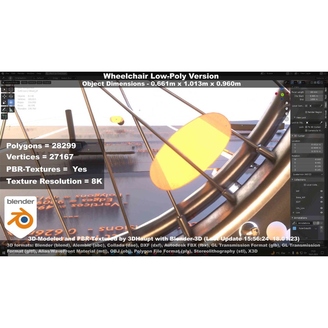 Wheelchair 3D Model – Low Poly PBR Textured Game Asset, FBX & OBJ - View 58