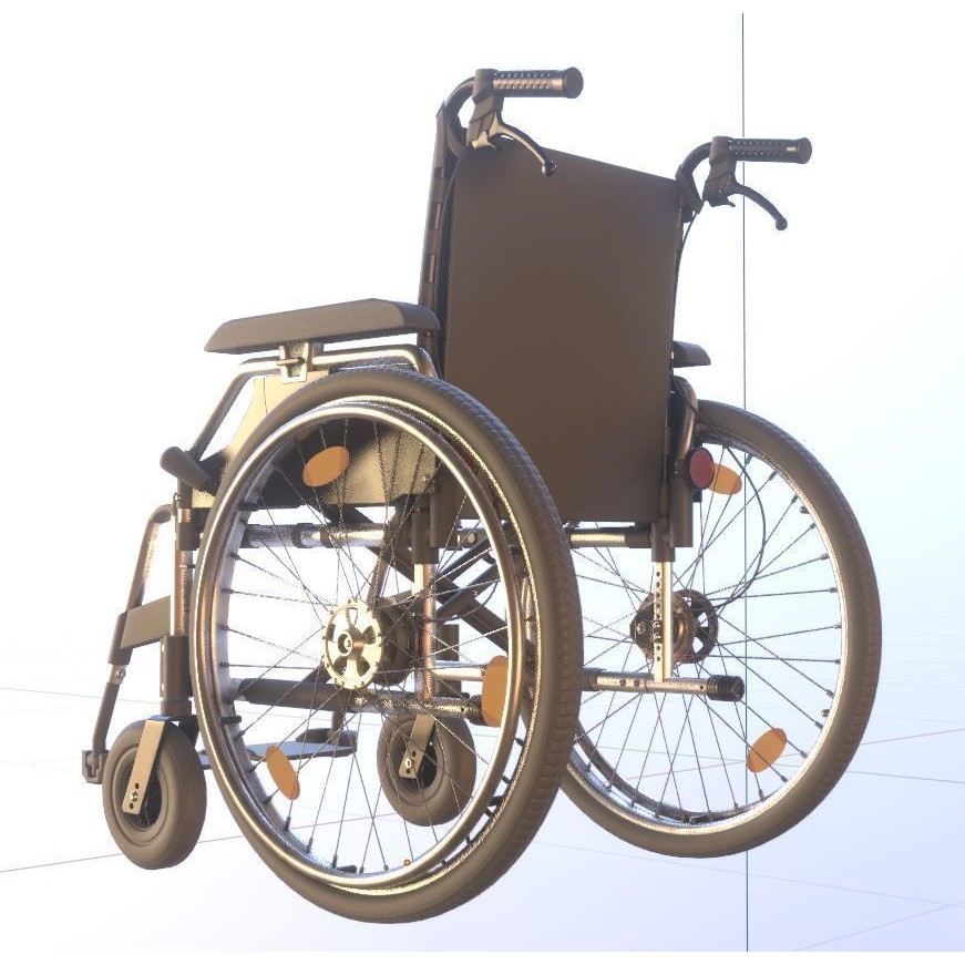 Wheelchair 3D Model – Low Poly PBR Textured Game Asset, FBX & OBJ - View 6