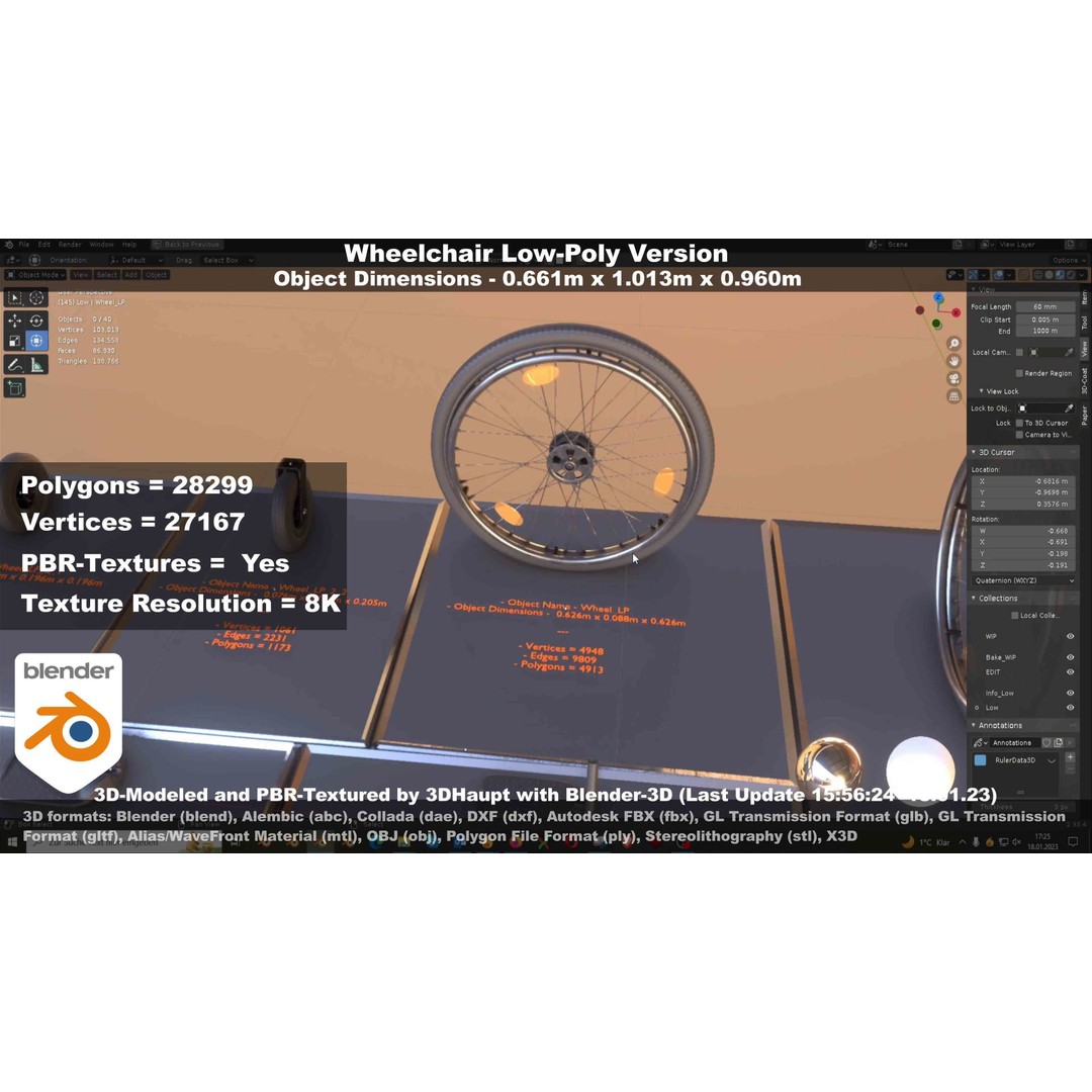 Wheelchair 3D Model – Low Poly PBR Textured Game Asset, FBX & OBJ - View 61
