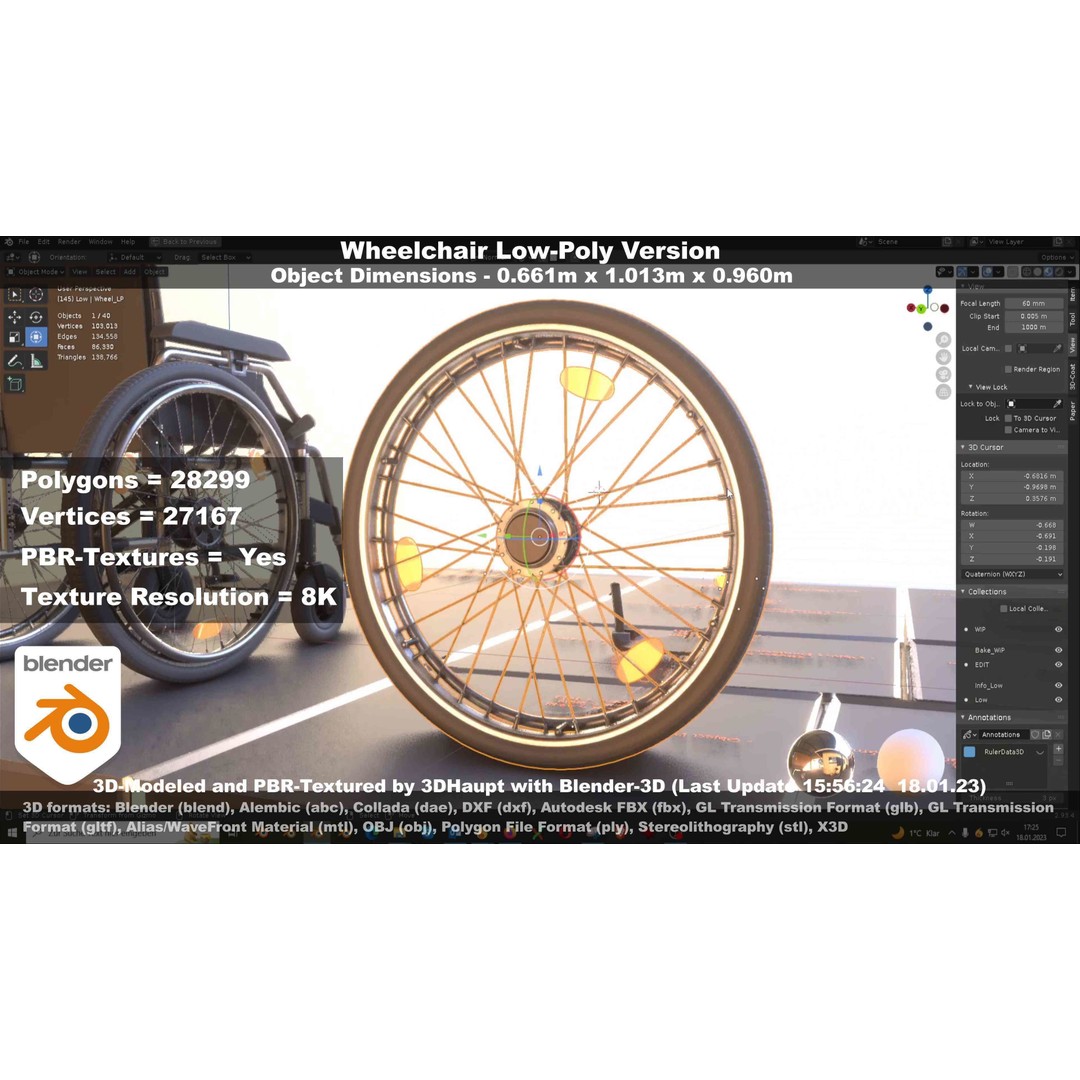 Wheelchair 3D Model – Low Poly PBR Textured Game Asset, FBX & OBJ - View 68