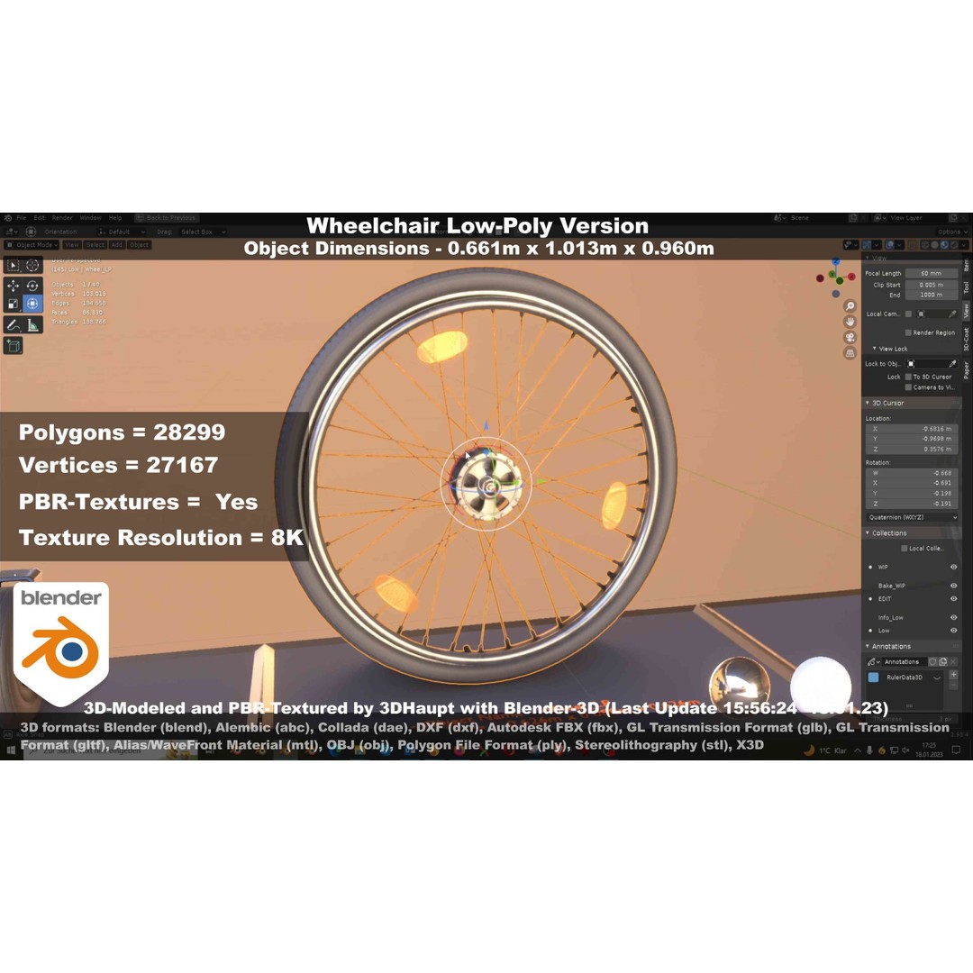 Wheelchair 3D Model – Low Poly PBR Textured Game Asset, FBX & OBJ - View 69