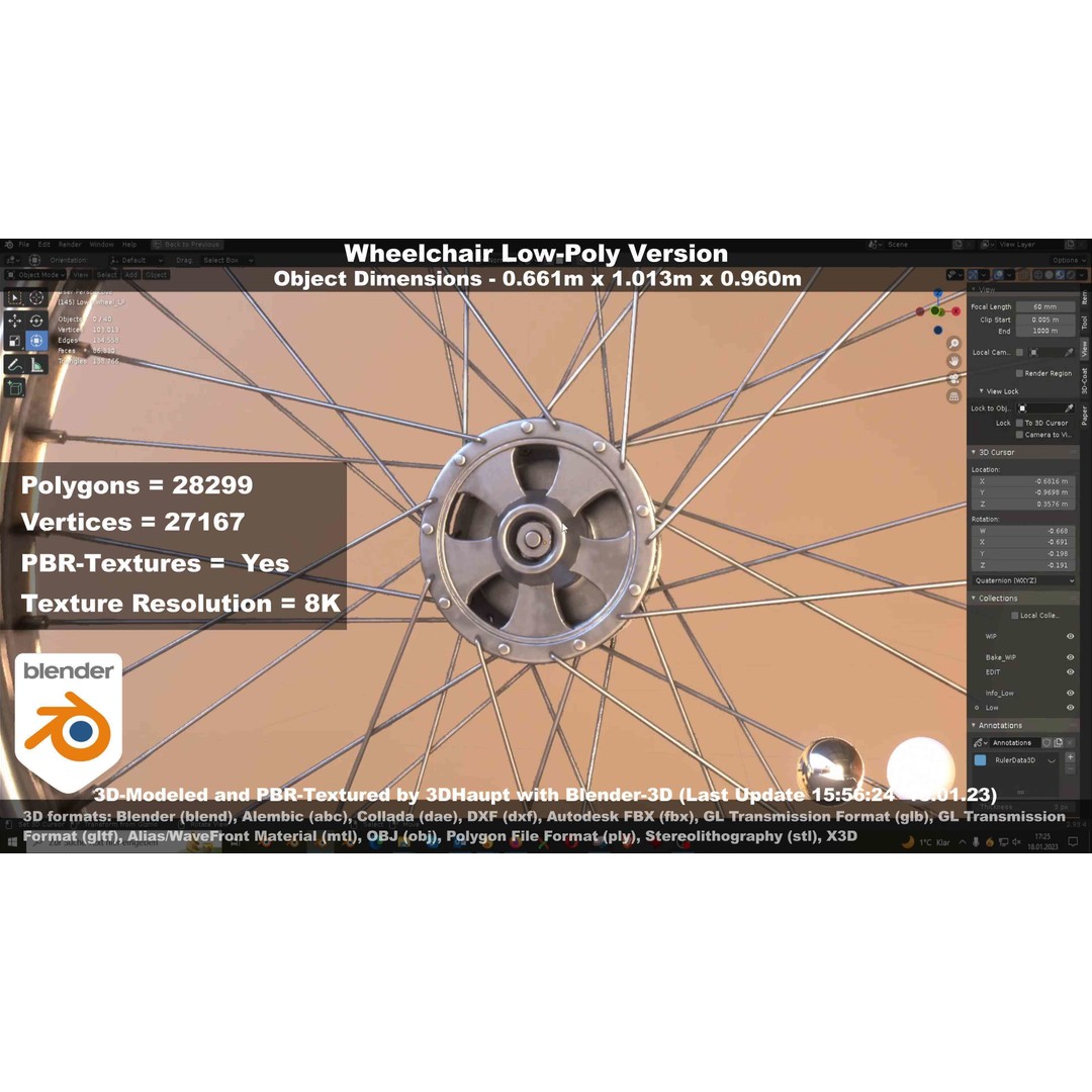 Wheelchair 3D Model – Low Poly PBR Textured Game Asset, FBX & OBJ - View 70
