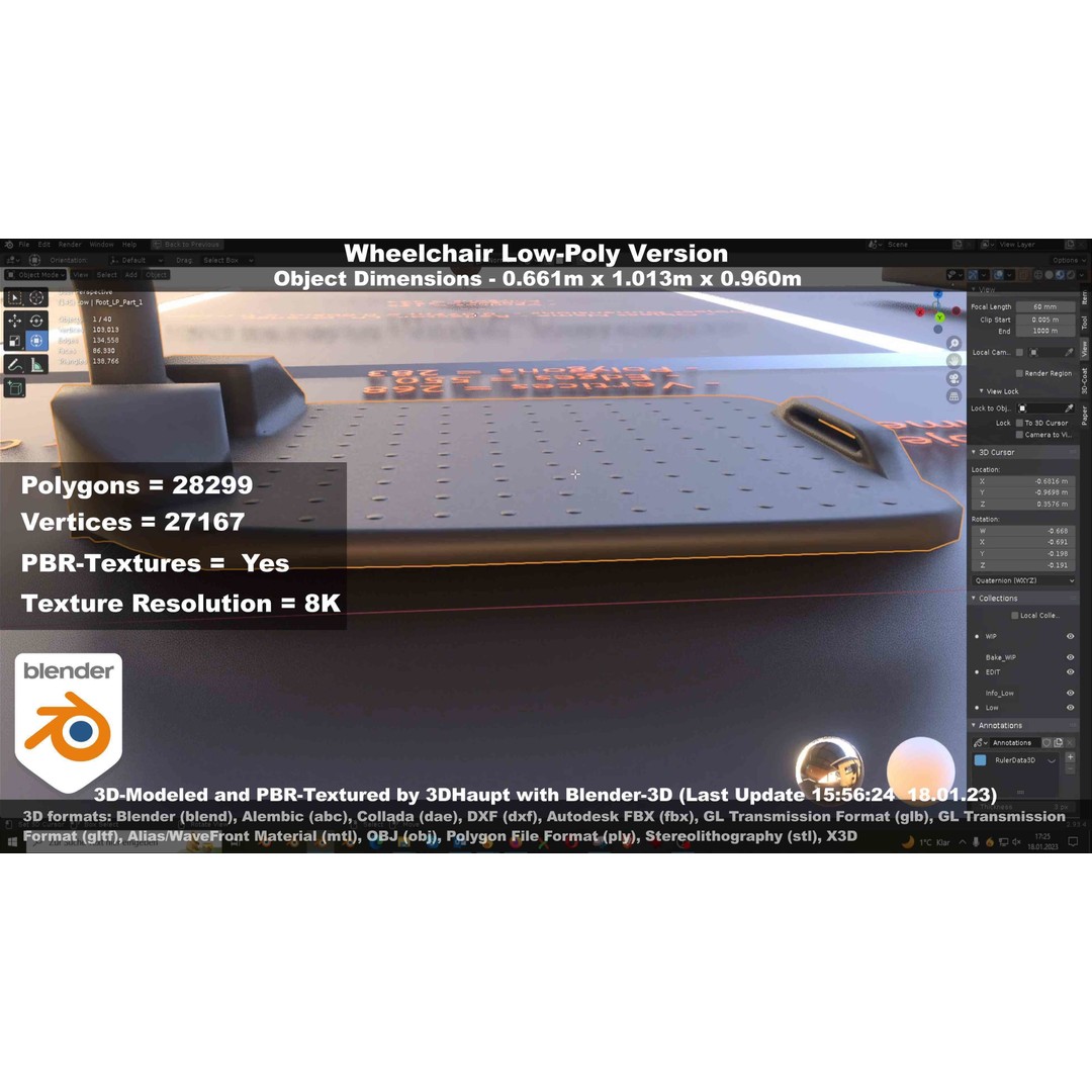 Wheelchair 3D Model – Low Poly PBR Textured Game Asset, FBX & OBJ - View 71