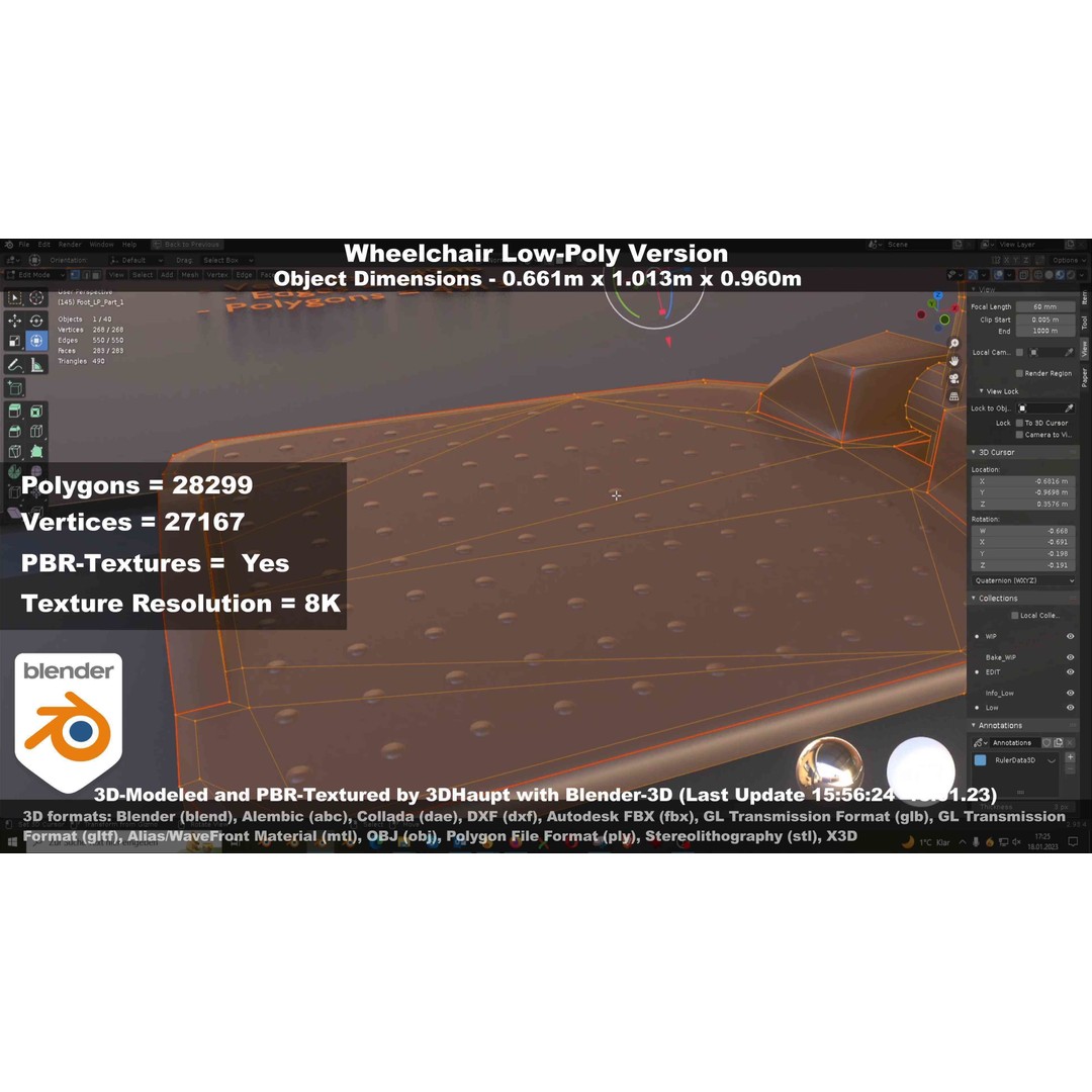 Wheelchair 3D Model – Low Poly PBR Textured Game Asset, FBX & OBJ - View 72