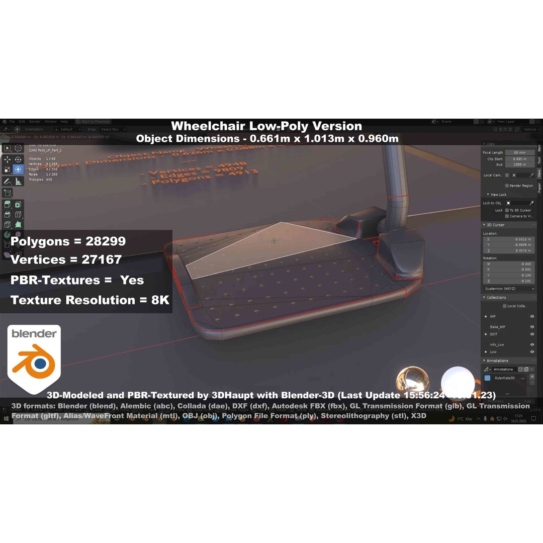 Wheelchair 3D Model – Low Poly PBR Textured Game Asset, FBX & OBJ - View 74