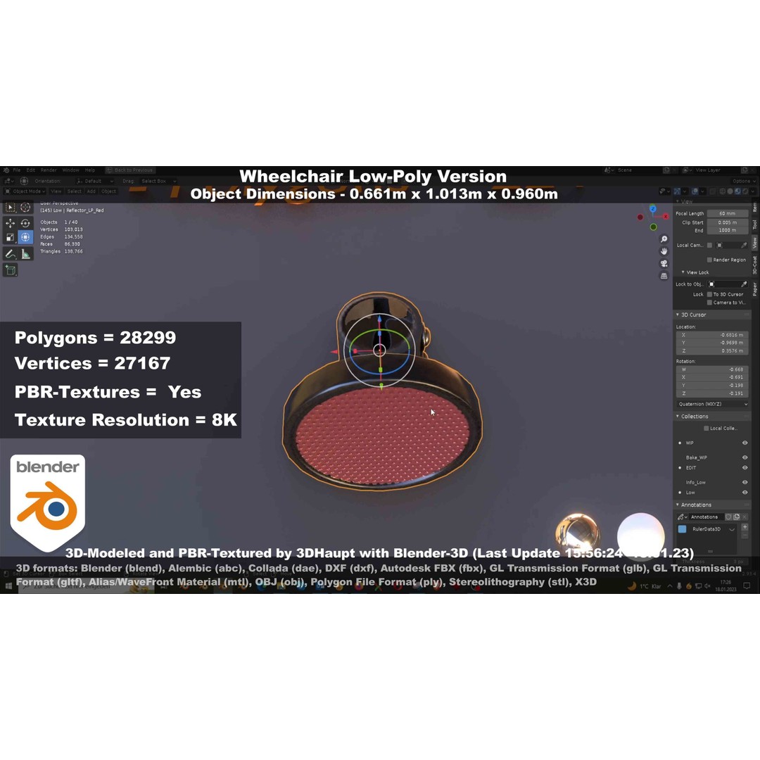 Wheelchair 3D Model – Low Poly PBR Textured Game Asset, FBX & OBJ - View 77