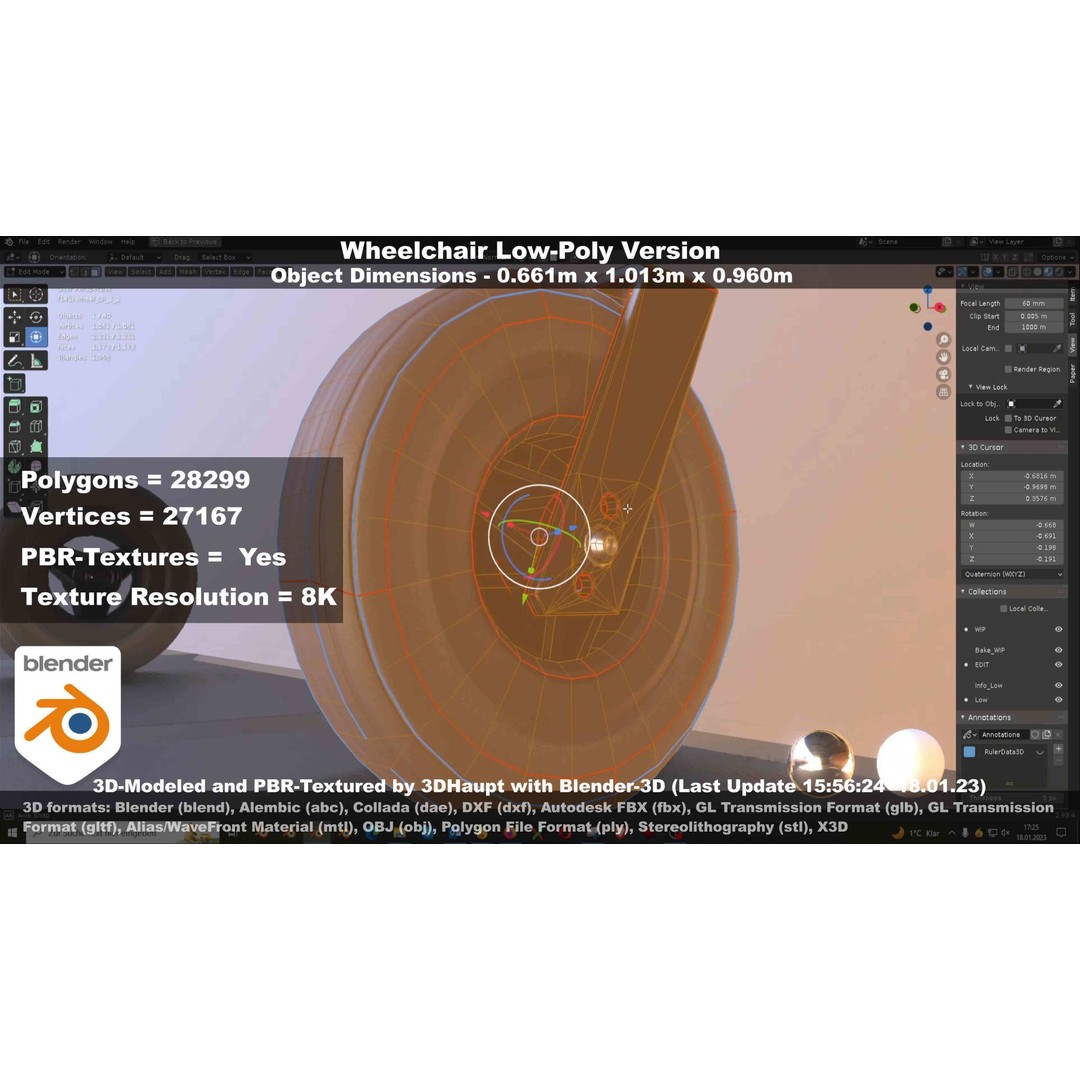 Wheelchair 3D Model – Low Poly PBR Textured Game Asset, FBX & OBJ - View 78