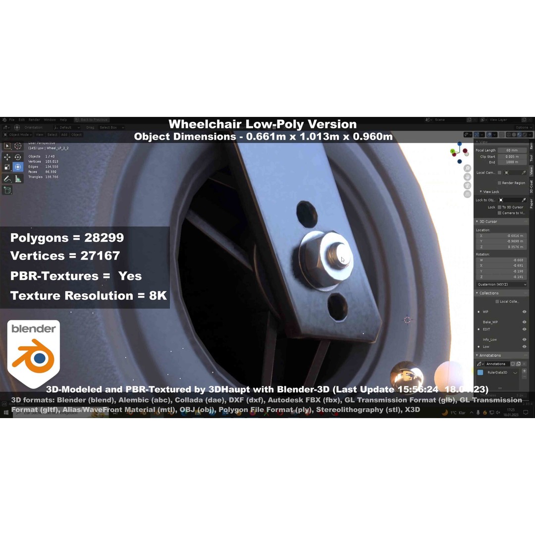 Wheelchair 3D Model – Low Poly PBR Textured Game Asset, FBX & OBJ - View 79
