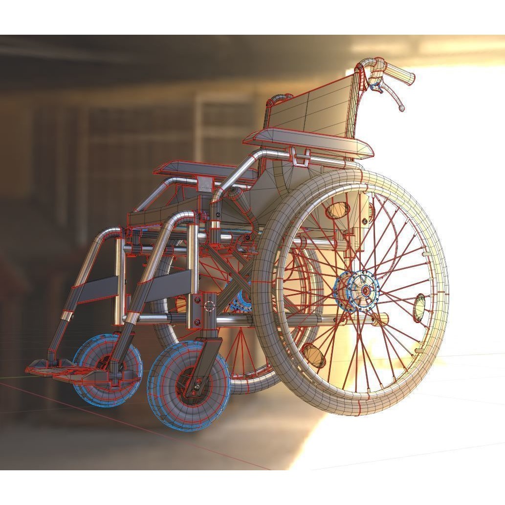 Wheelchair 3D Model – Low Poly PBR Textured Game Asset, FBX & OBJ - View 8