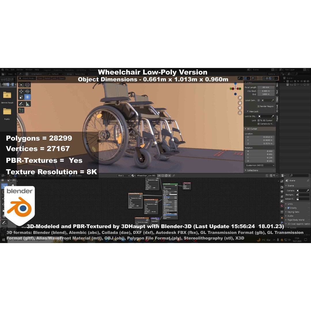Wheelchair 3D Model – Low Poly PBR Textured Game Asset, FBX & OBJ - View 84
