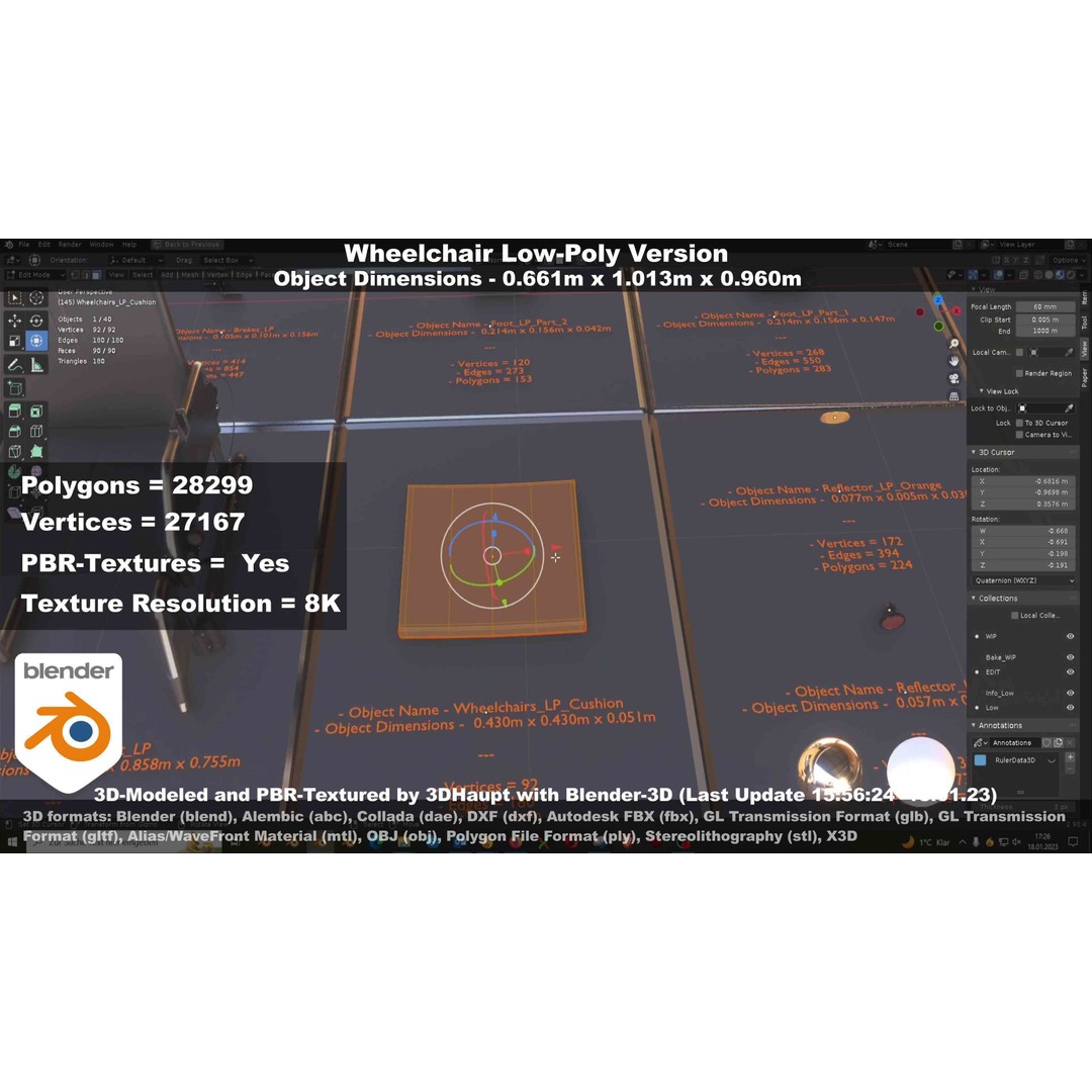 Wheelchair 3D Model – Low Poly PBR Textured Game Asset, FBX & OBJ - View 91