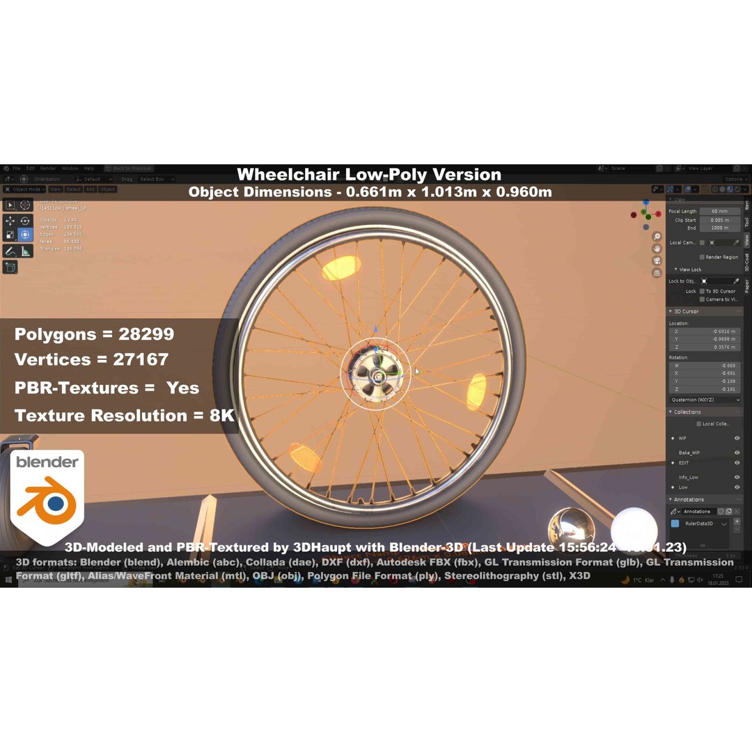 Wheelchair 3D Model – Low Poly PBR Textured Game Asset, FBX & OBJ - View 92