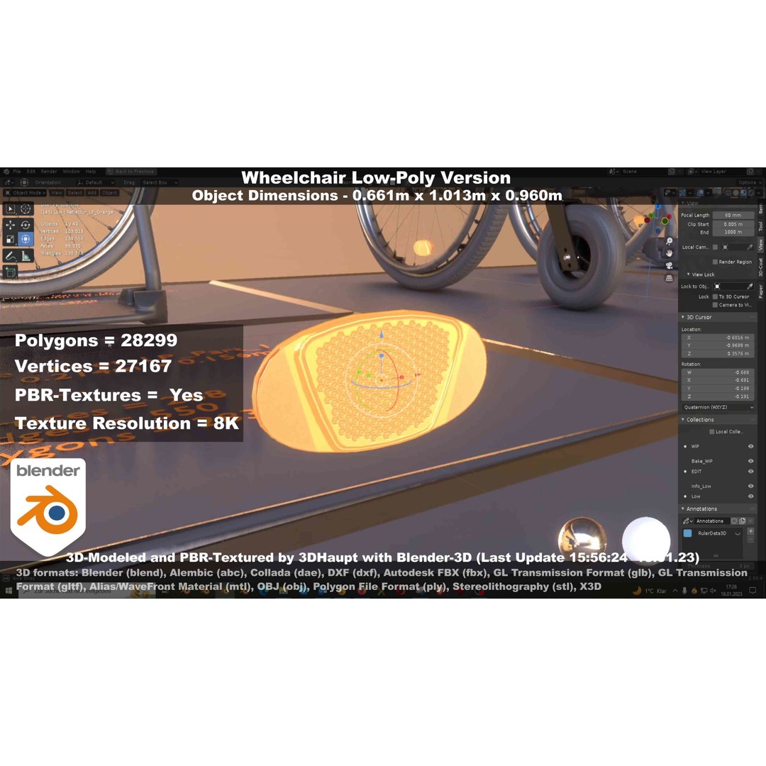 Wheelchair 3D Model – Low Poly PBR Textured Game Asset, FBX & OBJ - View 94