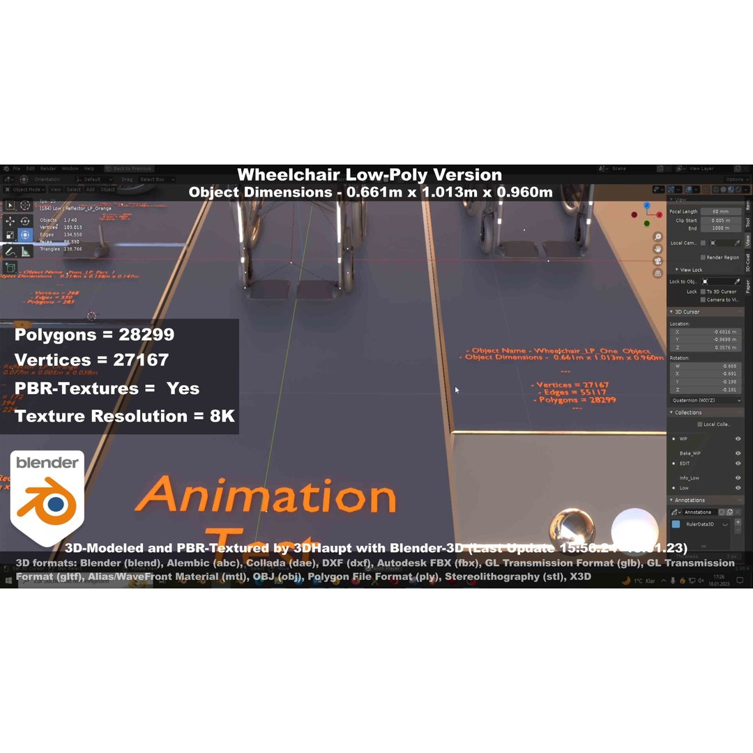 Wheelchair 3D Model – Low Poly PBR Textured Game Asset, FBX & OBJ - View 96