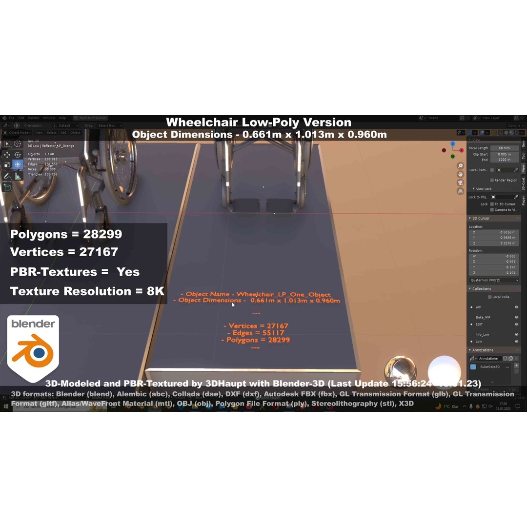 Wheelchair 3D Model – Low Poly PBR Textured Game Asset, FBX & OBJ - View 97