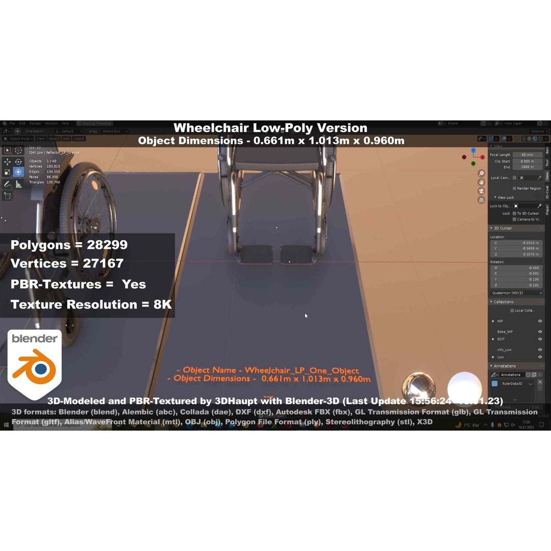 Wheelchair 3D Model – Low Poly PBR Textured Game Asset, FBX & OBJ - View 98