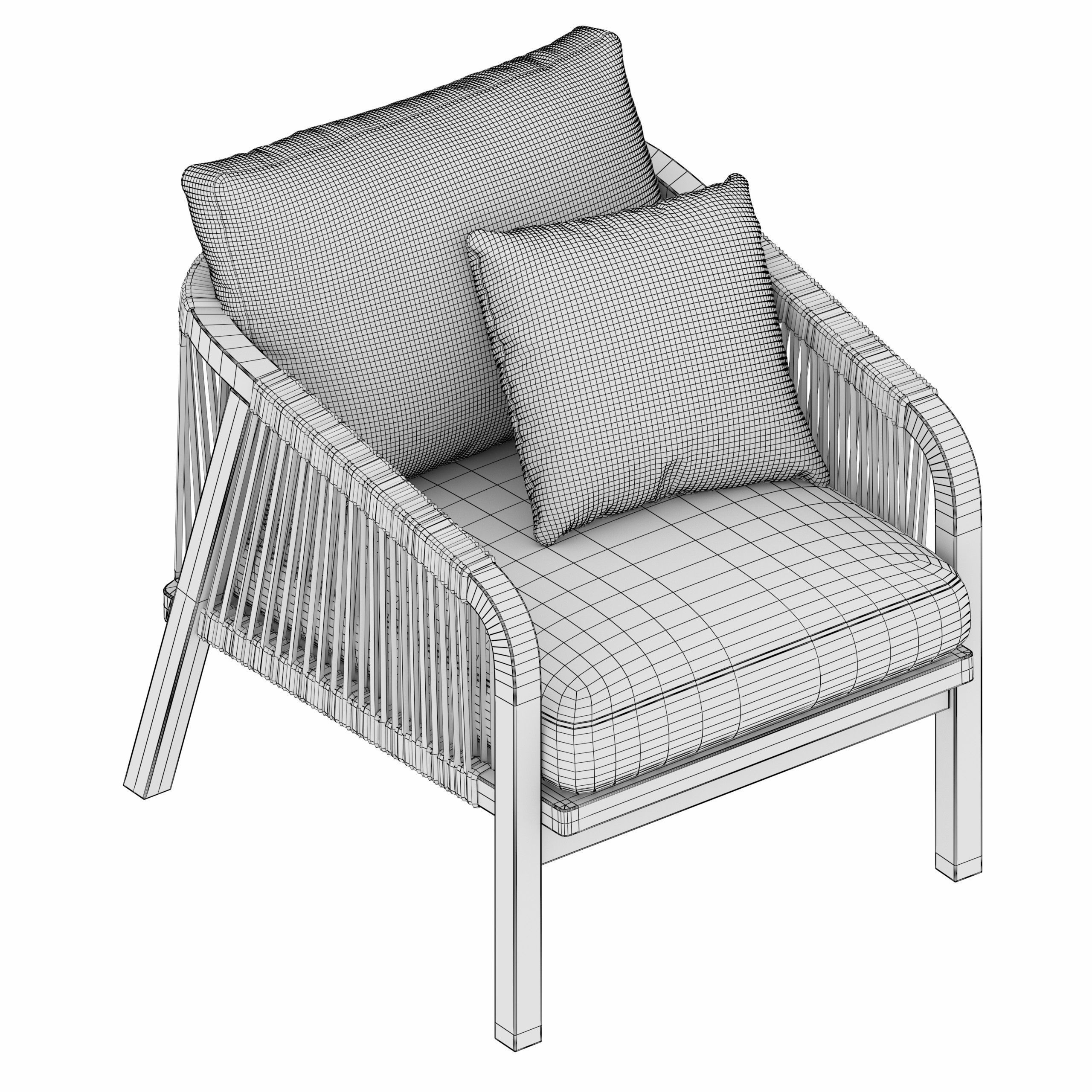 Outdoor Garden Woven Lounge Armchair - Game-Ready 3D Model