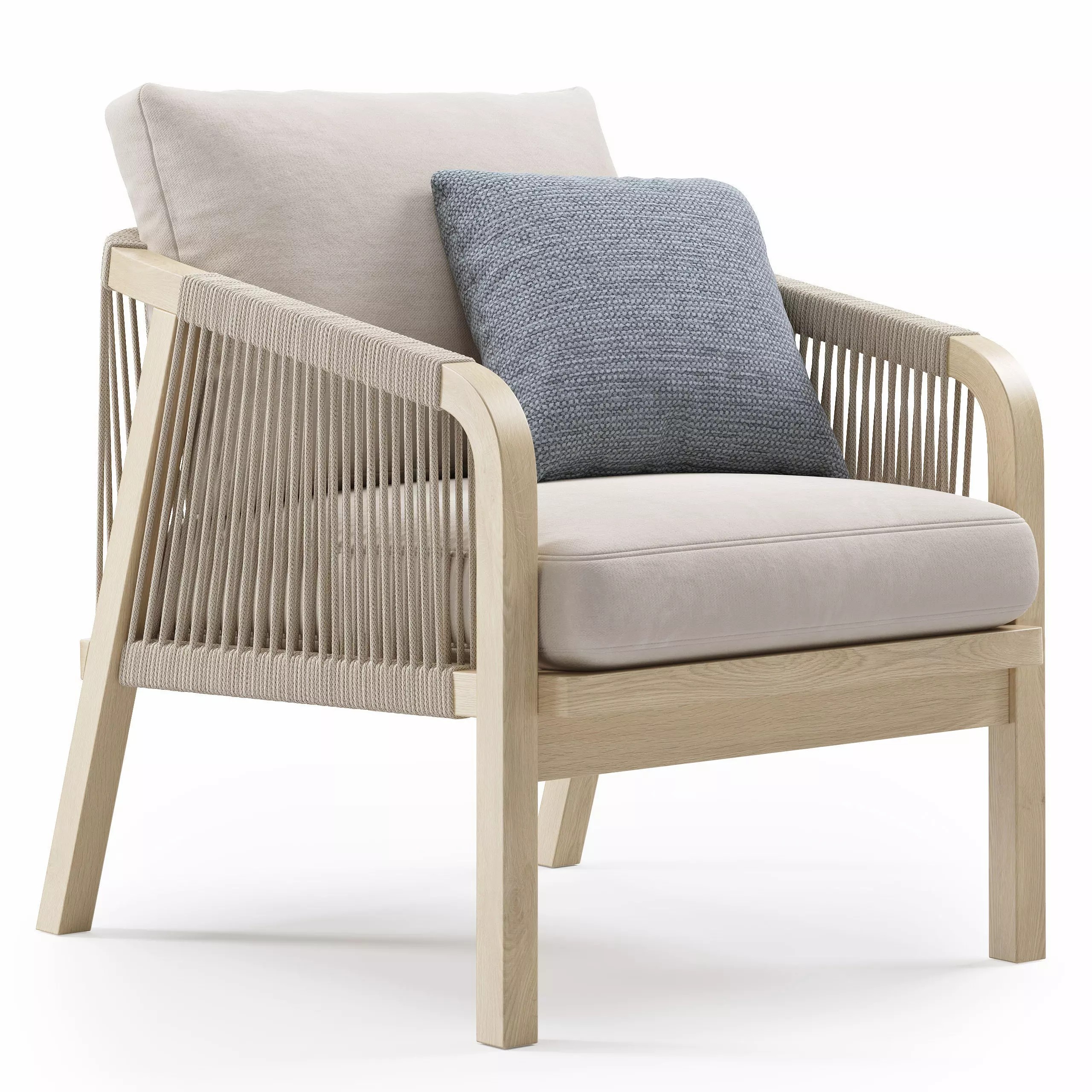 Outdoor Garden Woven Lounge Armchair - Game-Ready 3D Model - View 2