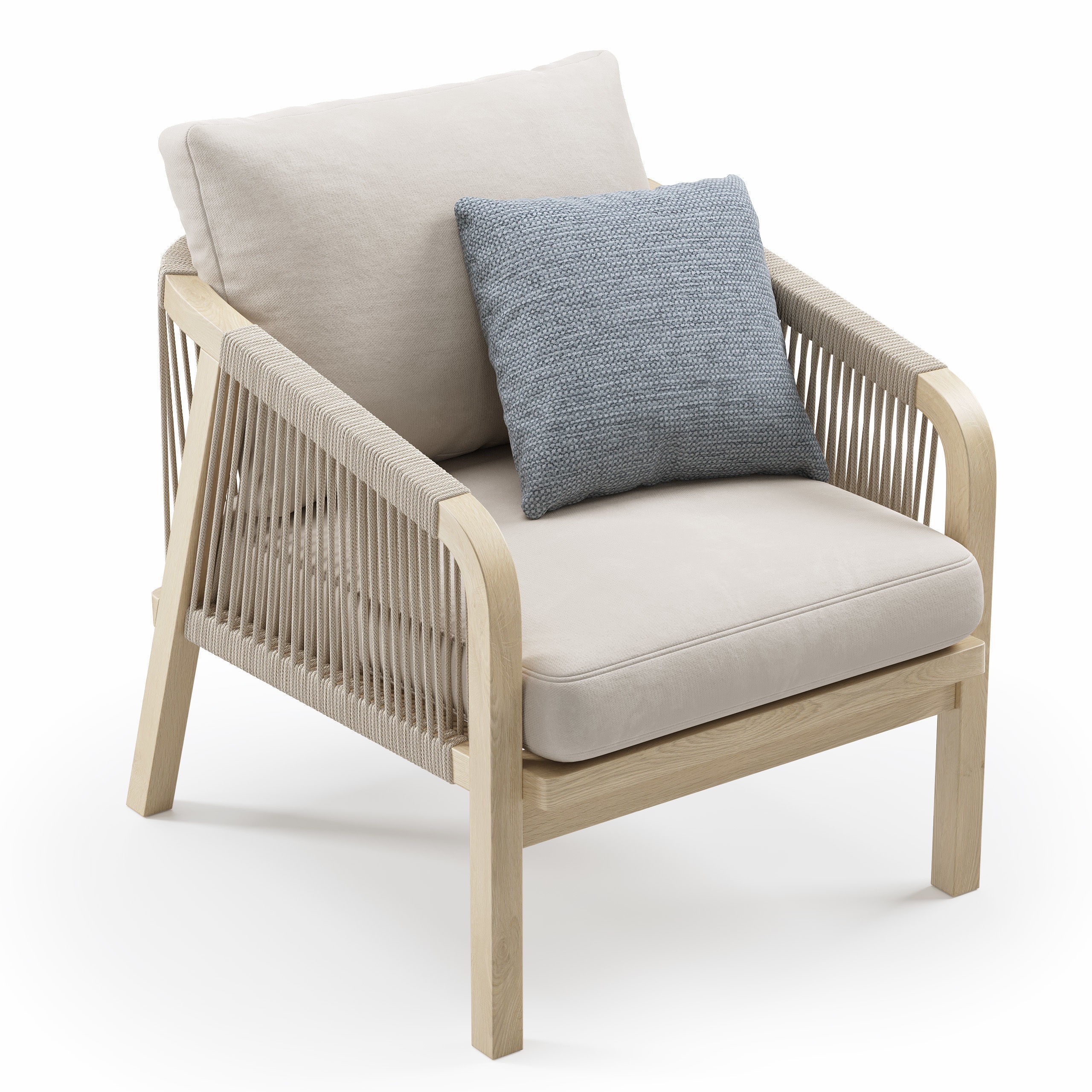 Outdoor Garden Woven Lounge Armchair - Game-Ready 3D Model - View 3