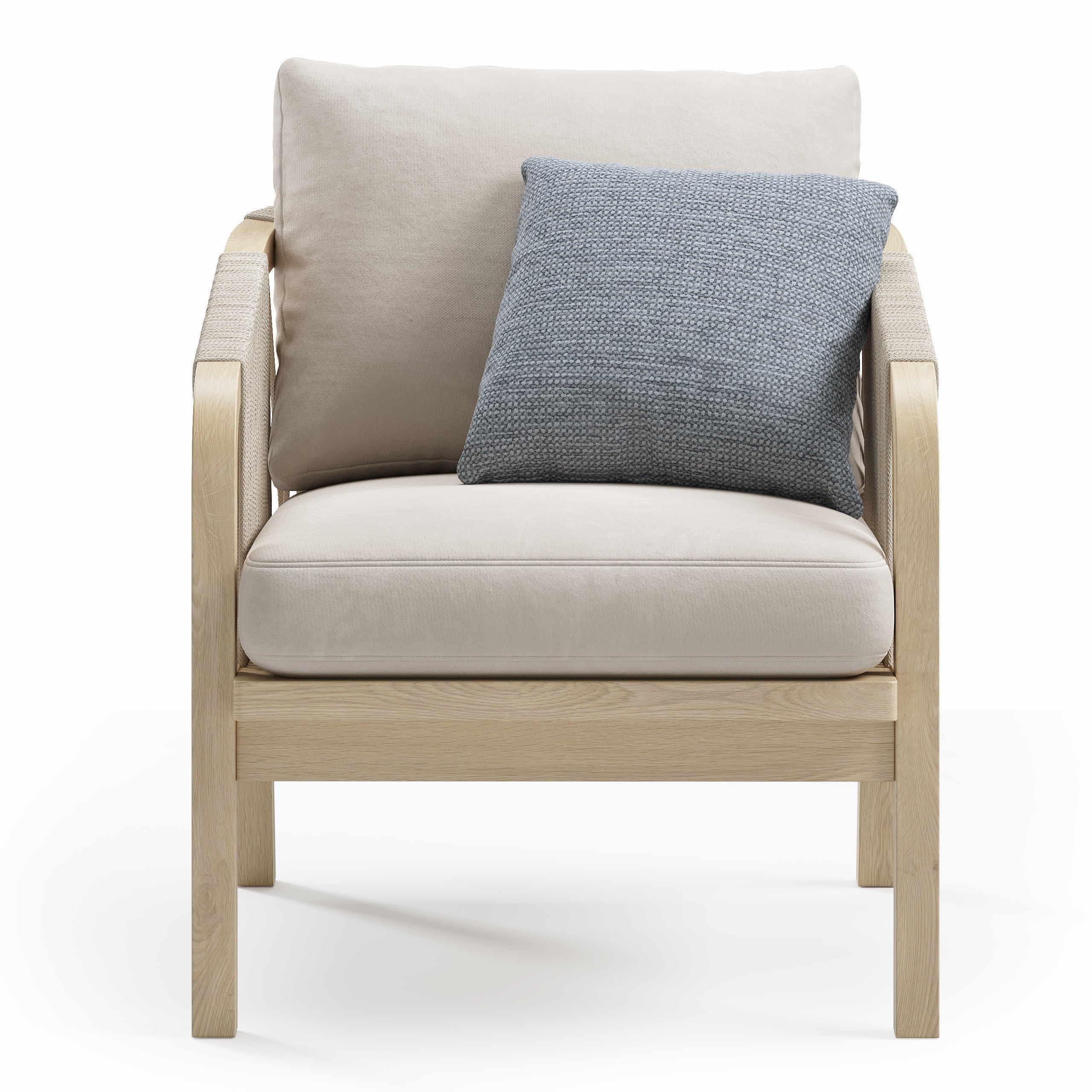 Outdoor Garden Woven Lounge Armchair - Game-Ready 3D Model - View 4