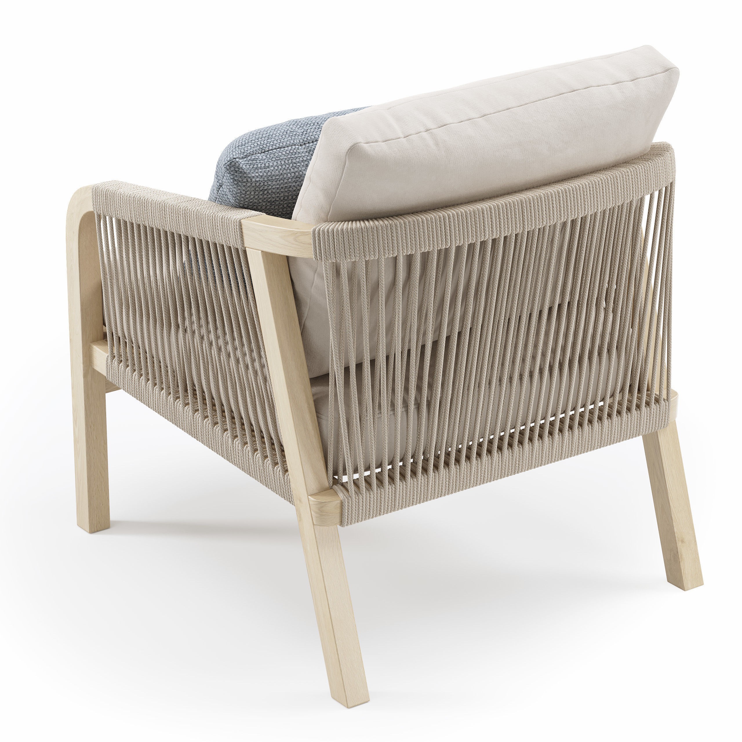 Outdoor Garden Woven Lounge Armchair - Game-Ready 3D Model - View 5