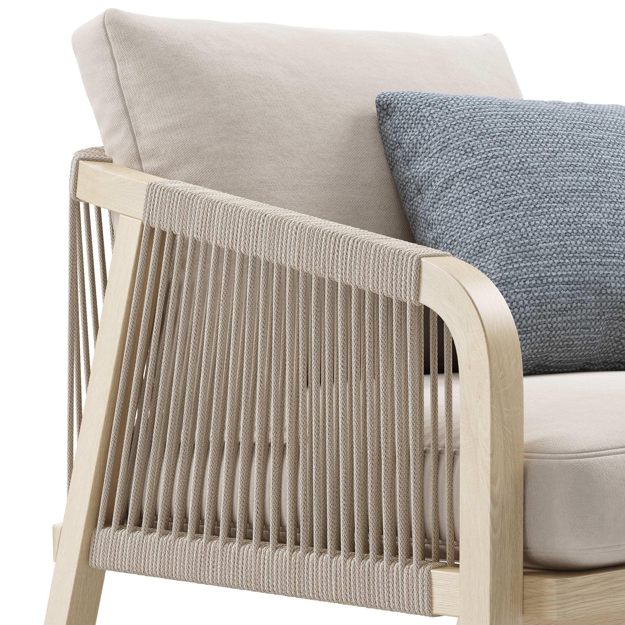 Outdoor Garden Woven Lounge Armchair - Game-Ready 3D Model - View 6
