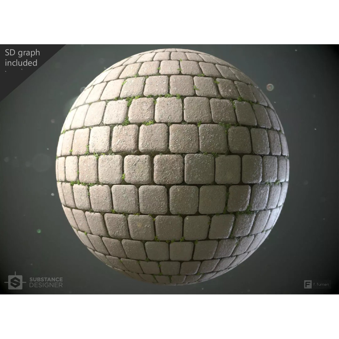 Cobblestones 3D Model – PBR Textures, Substance Designer Graph, 4K - View 2