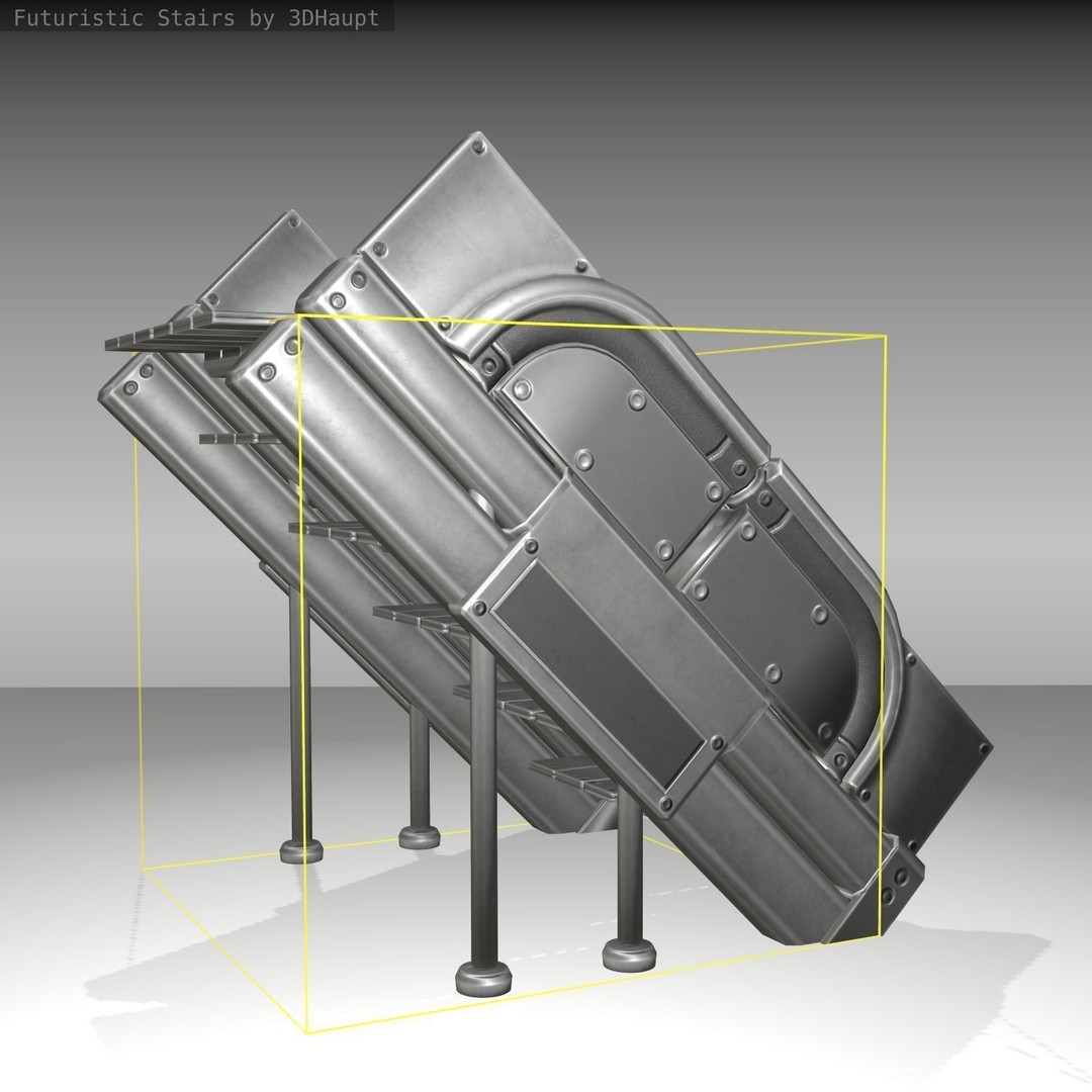 Futuristic Stairs 3D Model – Low Poly Game Asset, PBR Textures - View 13