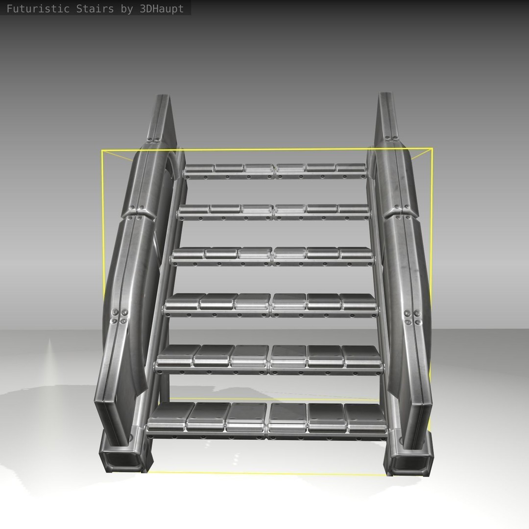 Futuristic Stairs 3D Model – Low Poly Game Asset, PBR Textures - View 15