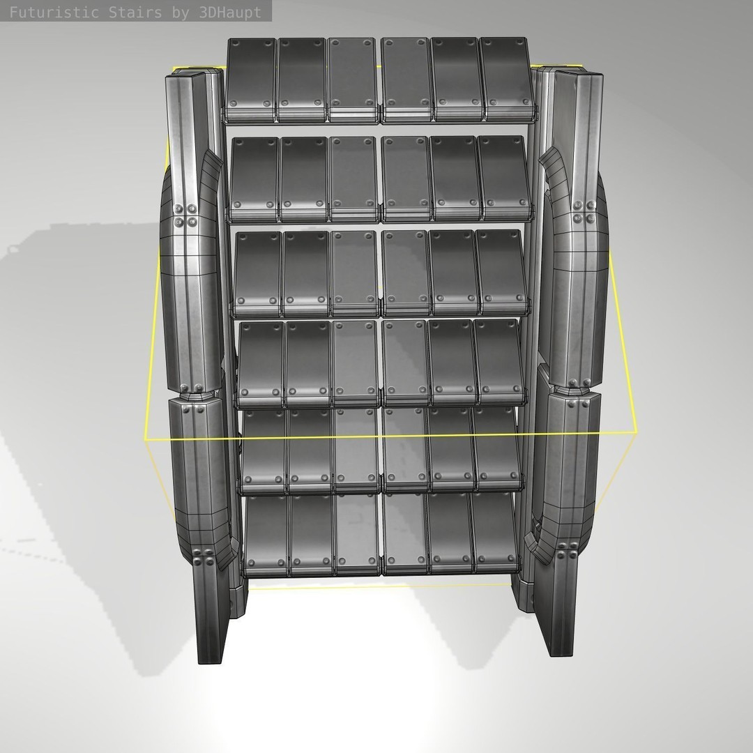 Futuristic Stairs 3D Model – Low Poly Game Asset, PBR Textures - View 16