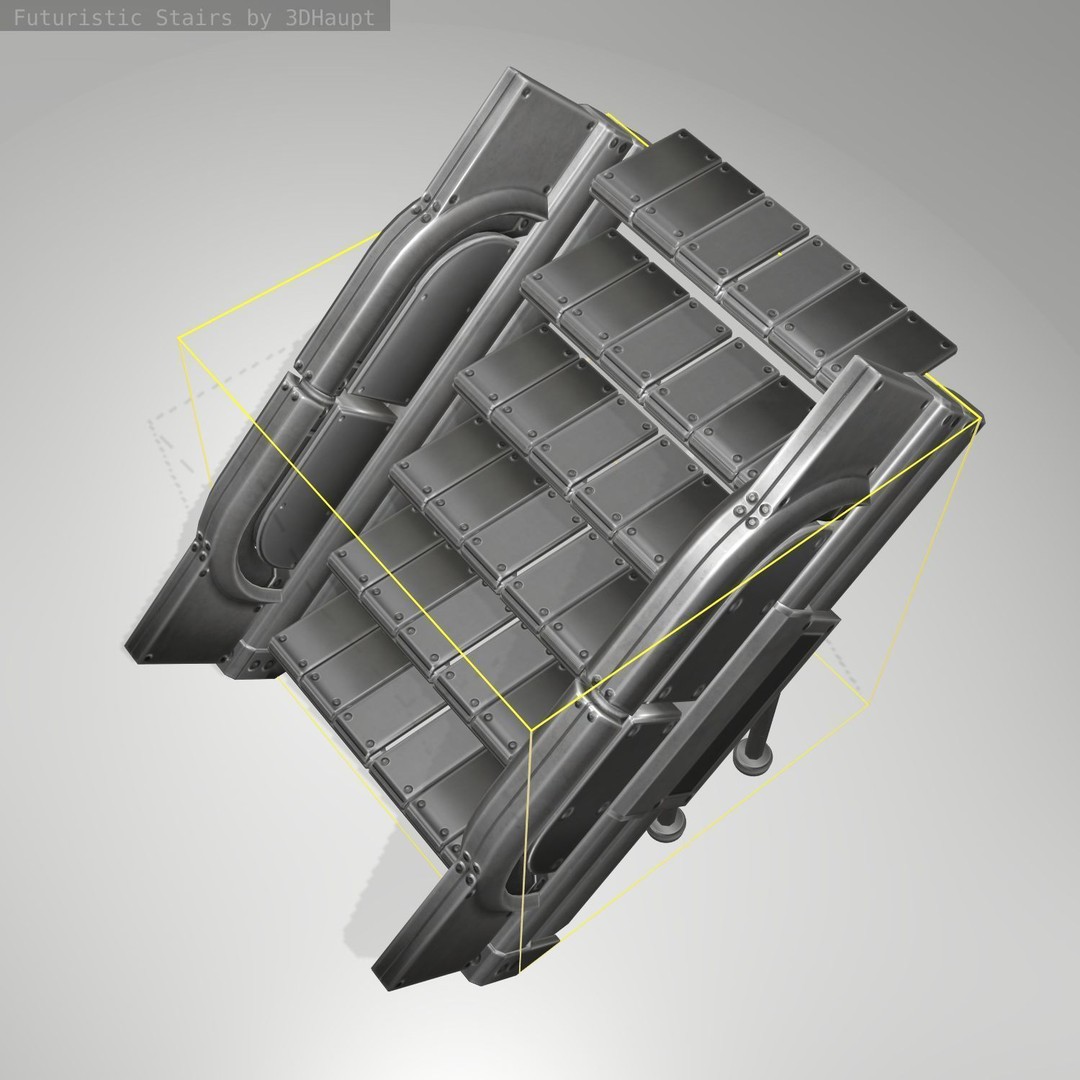 Futuristic Stairs 3D Model – Low Poly Game Asset, PBR Textures - View 17